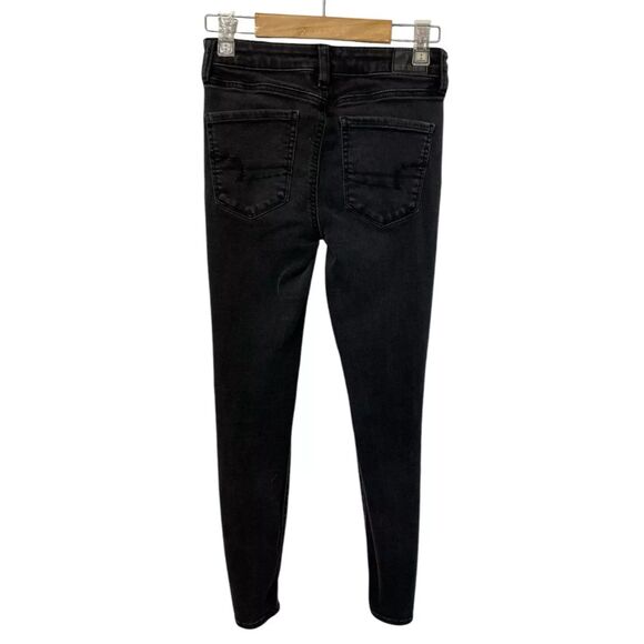 American Eagle Next Level Stretch Black Distressed Jeggings Size 4R (26x27) - Picture 2 of 10